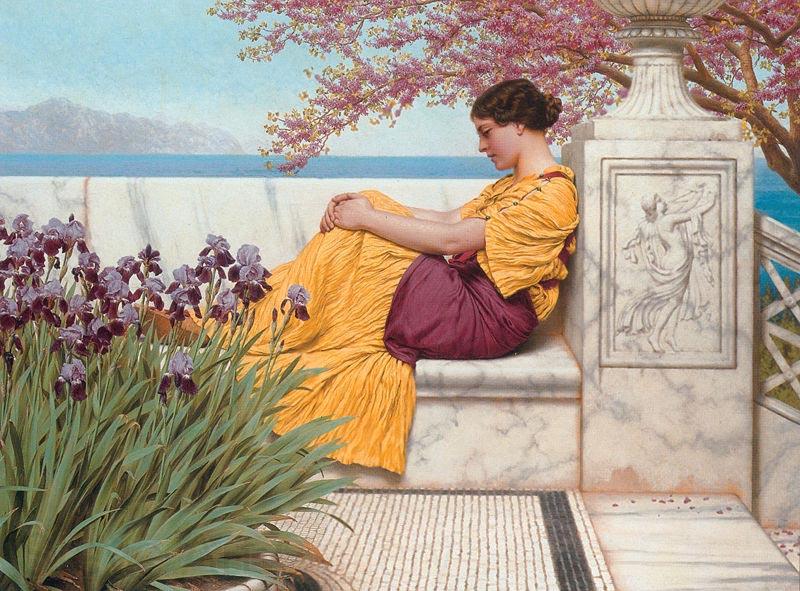 John William Godward Under the Blossom that Hangs on the Bough Norge oil painting art